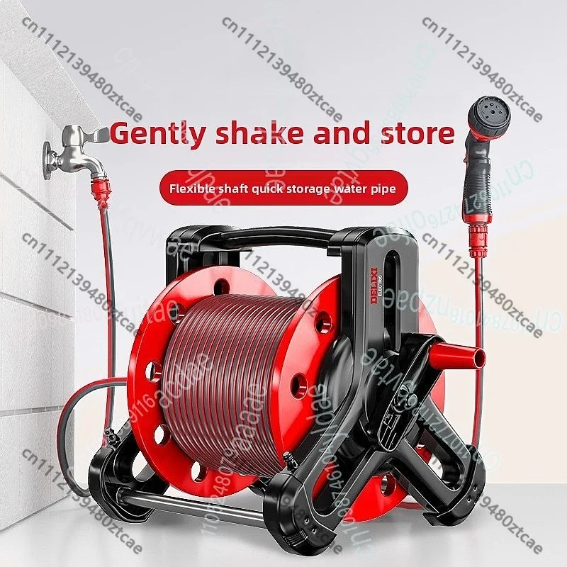 Car Wash Water Hose Reel 30ft Retractable High Pressure Auto Rewind Wall Mount
