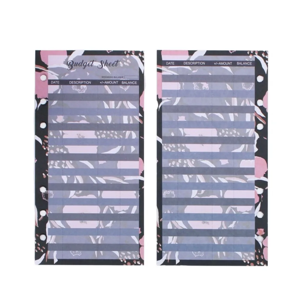 12Sheets A6 Loose Leaf Refill Budget Paper 6 Holes Flower Expense Tracker Refill Binder Paper for Cash Envelopes