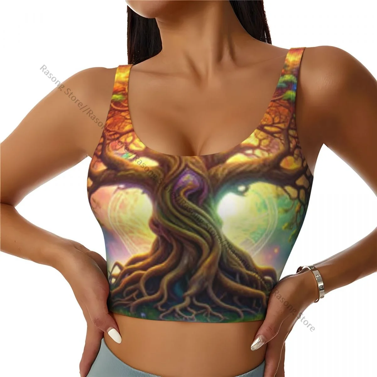Yoga Vest Women Gym Sports Crop Tops Magic Fantasy Tree In The Forest Streetwear Workout Breathable Tank Top Female