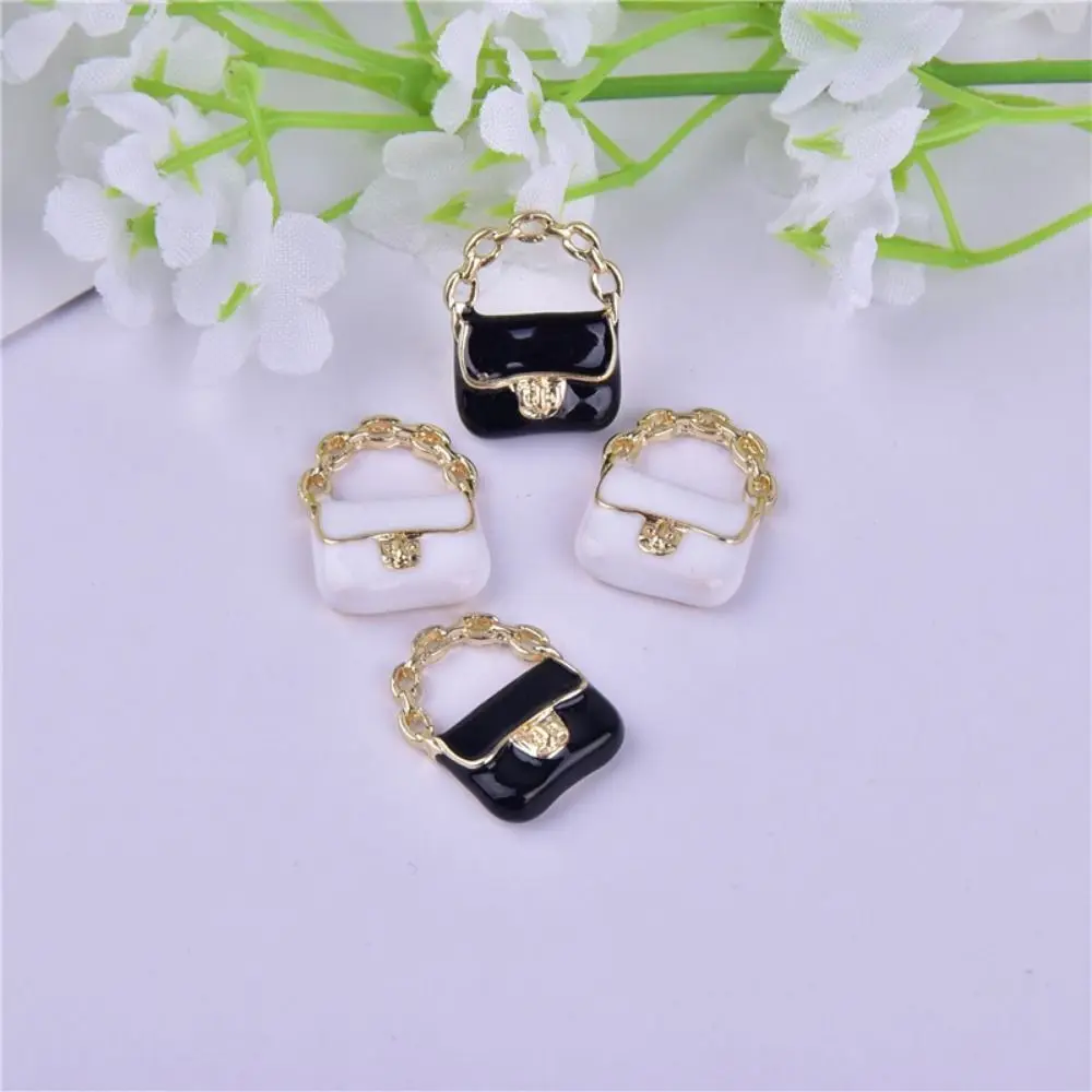 DIY Toy Dollhouse Miniature Metal Handbag Black/White Fashion Doll Miniature Bag Decoration Cute Dollhouse Mini Metal Chain Bag