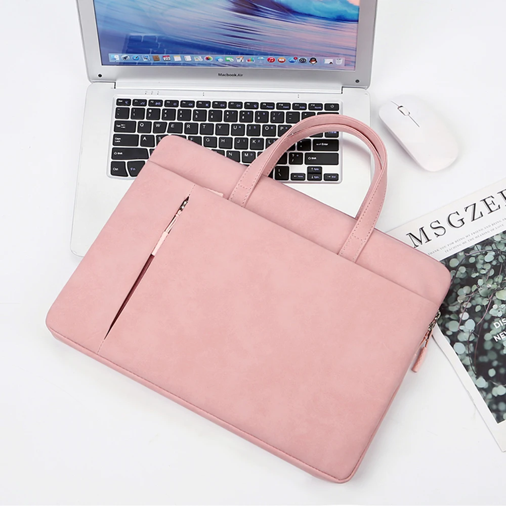 Laptop Bag 13.3 14 15.6 Inch Notebook Case Sleeve For Macbook Air Pro Computer Women Men Handbag Waterproof PU Leather Briefcase