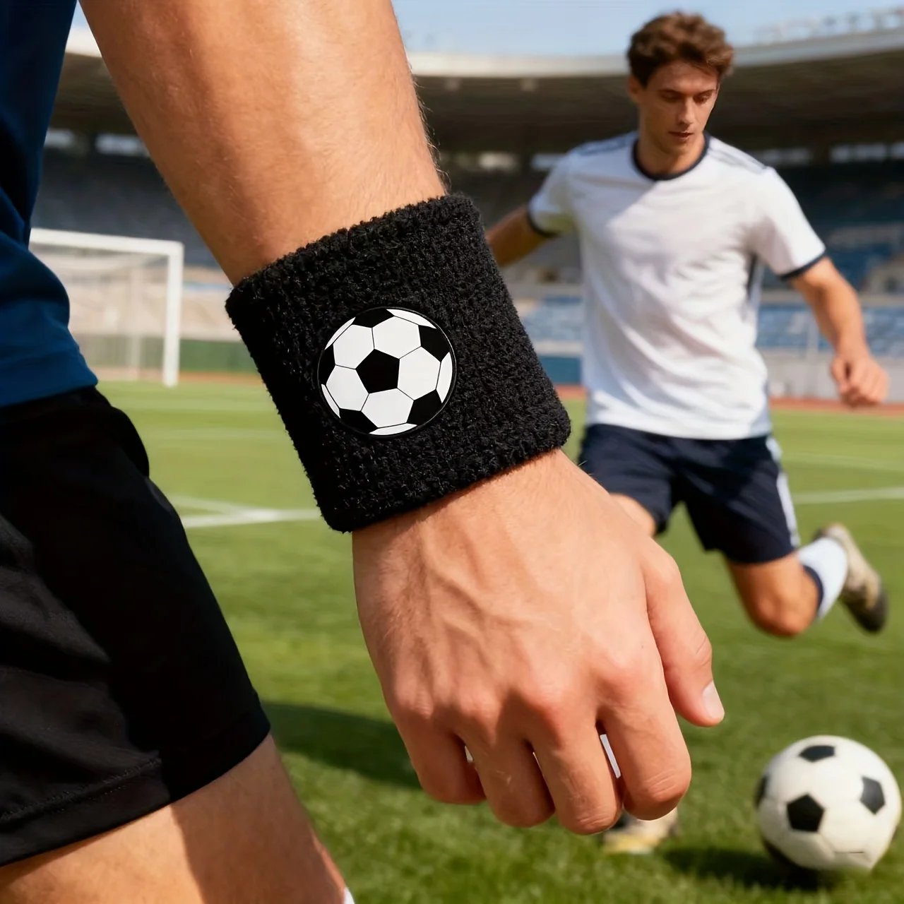 1PCS Basketball & Soccer Sports Wristbands - High Elasticity Breathable Gym Wristbands with Ball & Player Design view 4