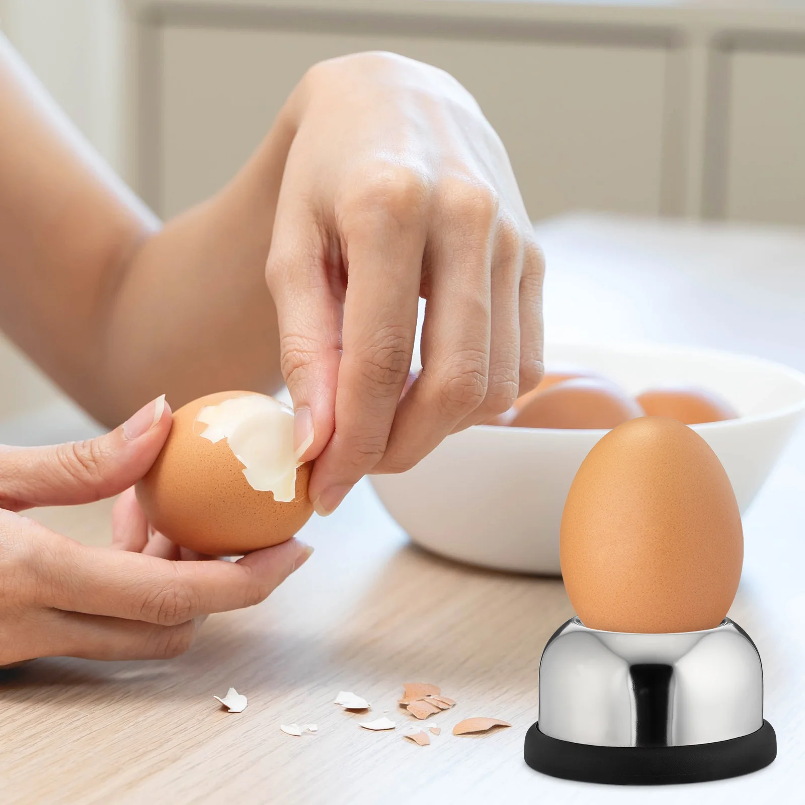 

Piercer Stainless Steel Metal Egg Puncher For Boiled Eggs Kitchen Gadget Cooking Tool Egg Hole Poker Non-Slip Base