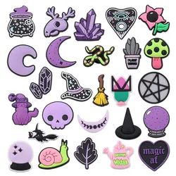 1-26PCS PVC Shoe Charms Moon Water Heart Skeleton Hole Slipper Accessories Decorations for Bracelets Children Halloween Gift