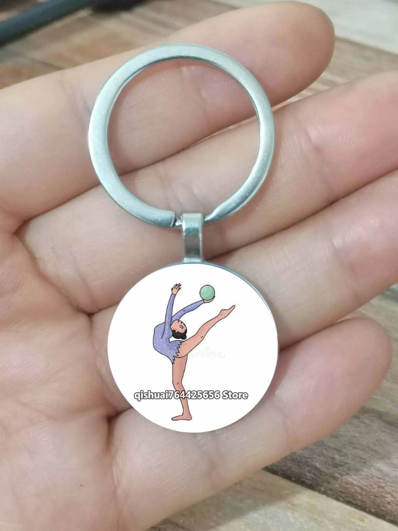 Nowy brelok do gimnastyki rytmicznej gimnastyka kaboszon szklany brelok wisiorek pamiątkowy prezent prezent dla miłośnika tańca gimnastycznego w stylu Kawaii — zdjęcie 6