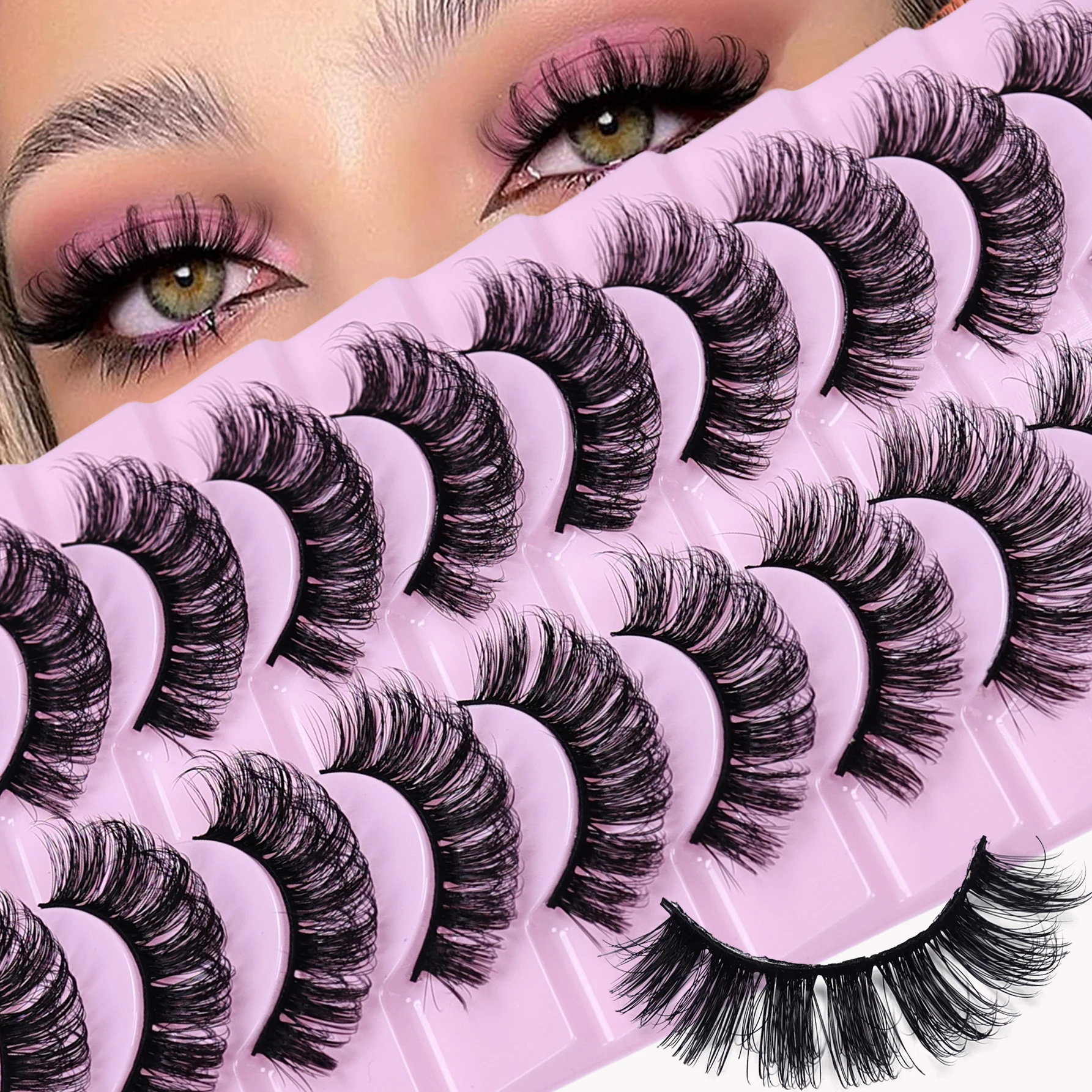 ขนตาปลอม D Curl ฟูฟ่อง 10 คู่ นุ่ม สบาย ใช้ซ้ำได้ สำหรับแต่งหน้าประจำวัน งานปาร์ตี้ คอสเพลย์