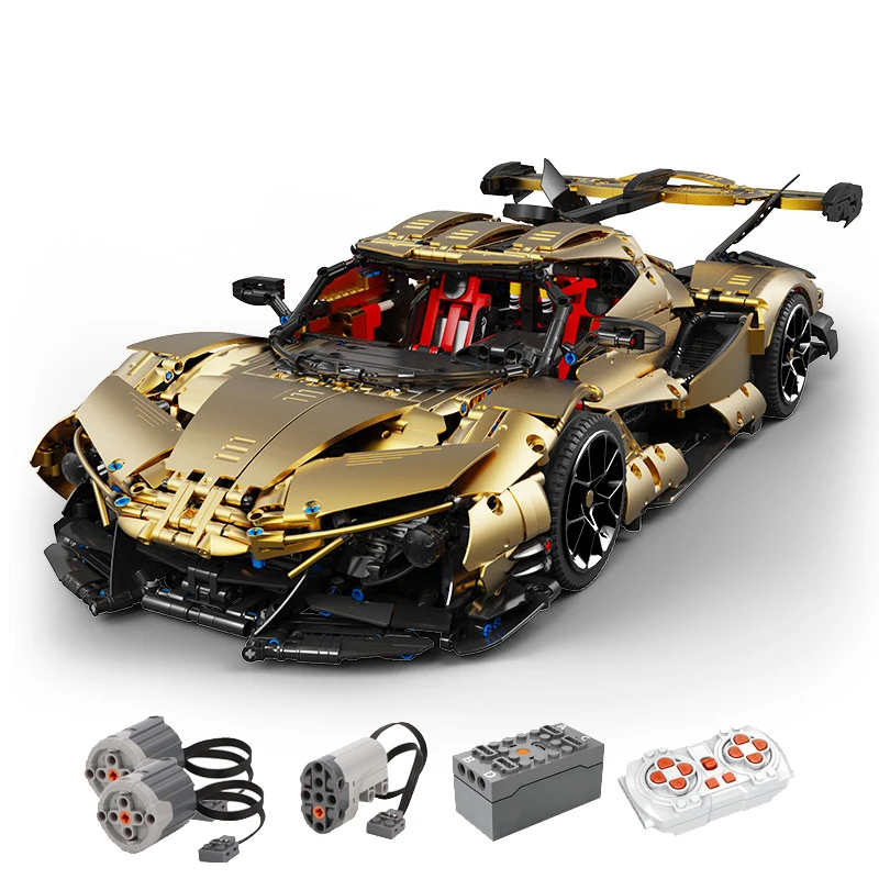 

IN STOCK MOC Technical Remote Control Golden Sports Car Building Blocks Bricks Assembling Model Toys for Boys Birthday Gift Set