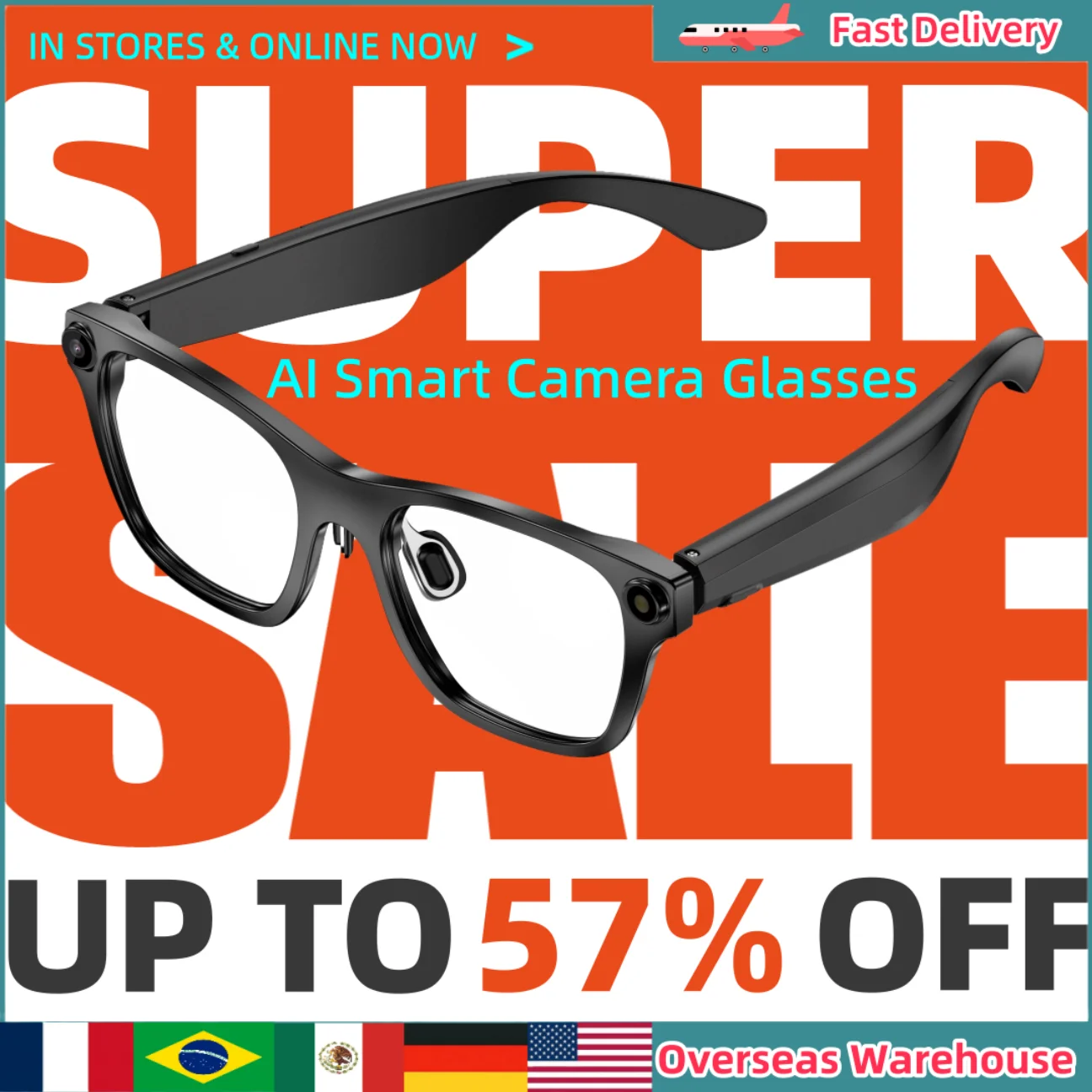 

AI Smart Glasses Camera 4K HD Bluetooth Call Voice Assistant Contro Chatgpt Al lmage Recognition Recording Translat Glass Gifts