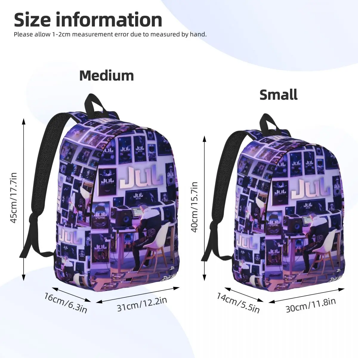 Custom 3D Printing Hip-Hop Jul Singer Canvas Backpacks Rien 100 Rien School College Travel Bags Bookbag Fits 15 Inch Laptop