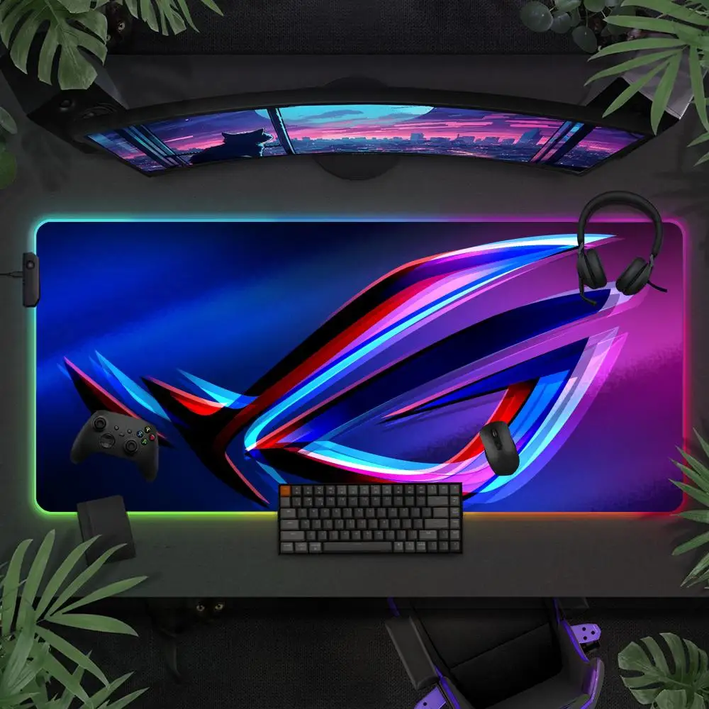 

Коврик для мыши ROG Evil Eye Большой игровой коврик для мыши RGB со светодиодной подсветкой и фиксированными краями Игровые аксессуары Настольные коврики Коврик для клавиатуры ПК XXL 90x40 см