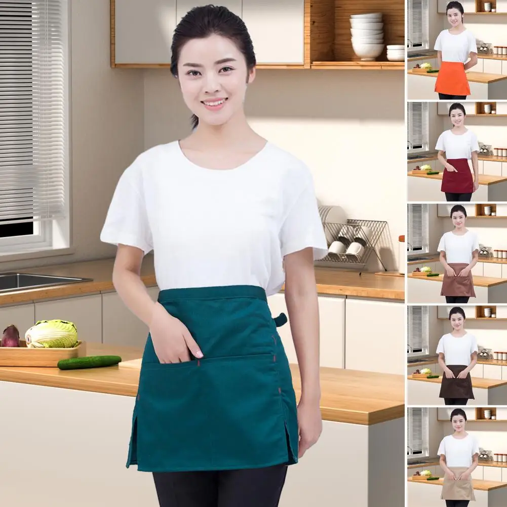 Half Apron With Pockets For Men Women Adults Breathable Chef Apron Practical Kitchen Cooking Apron Chef Costume 주머니 달린 반 앞치마