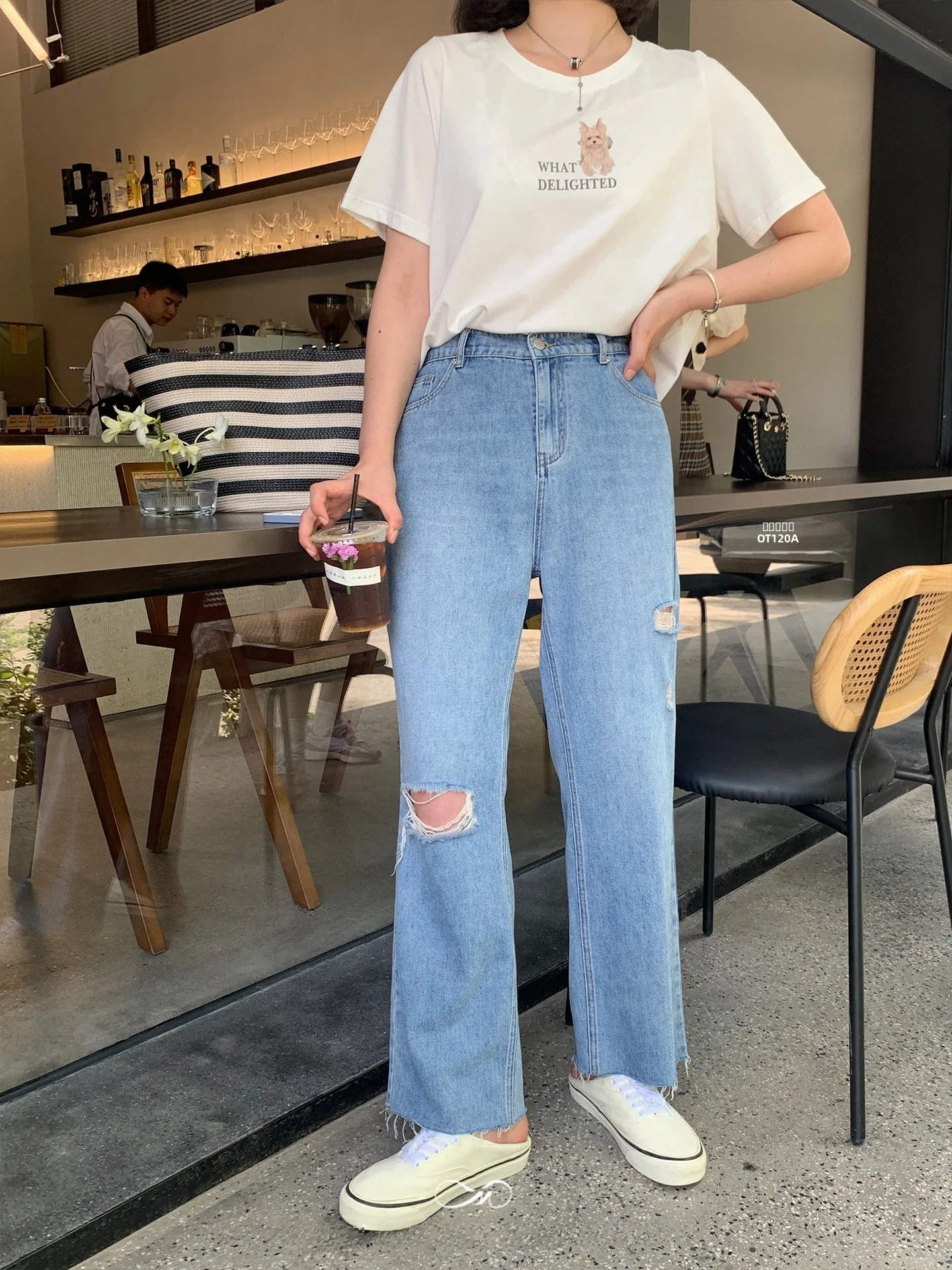 

Джинсы женские больших размеров с широкими штанинами, высокой талией, из хлопкового денима, повседневные, прямого кроя, с рваными элементами, асимметричные, макси, больших размеров, модные