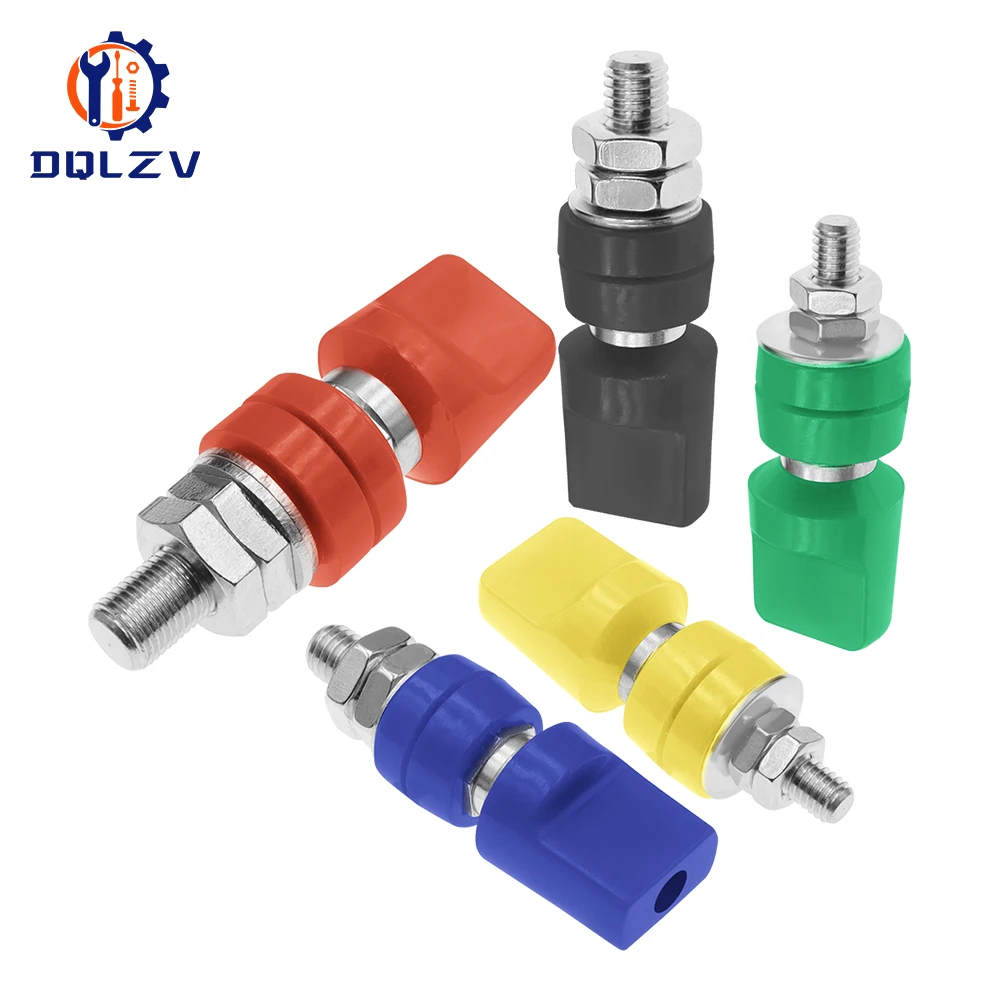 100A 4MM M6 M8 M10 Brass Connector Terminal Binding Post Nut with Caps 40-100A Large Current Banana Plug Jack Socket Connectors
