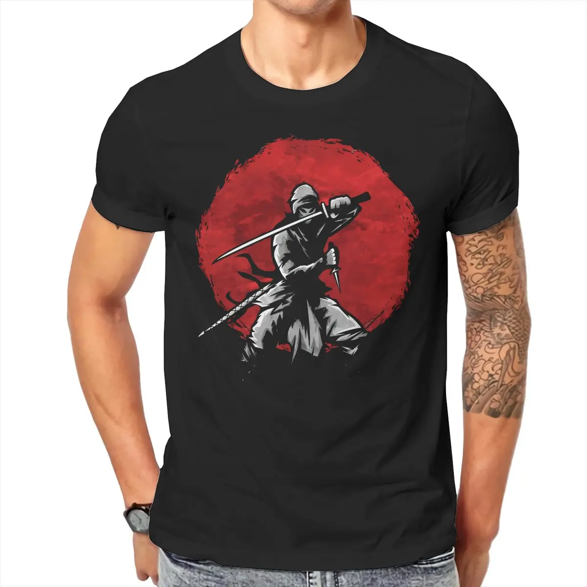 Japanese Ninja Samurai TShirt for Men The Assassin Basic Leisure Sweatshirts T Shirt High Quality New Design Fluffy