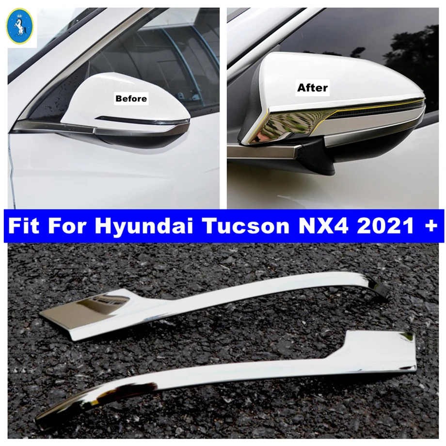 

Car Rear-view Mirror Garnish Strips Cover Trim Stickers Exterior Moulding For Hyundai Tucson NX4 2021 - 2025 Chrome Accessories