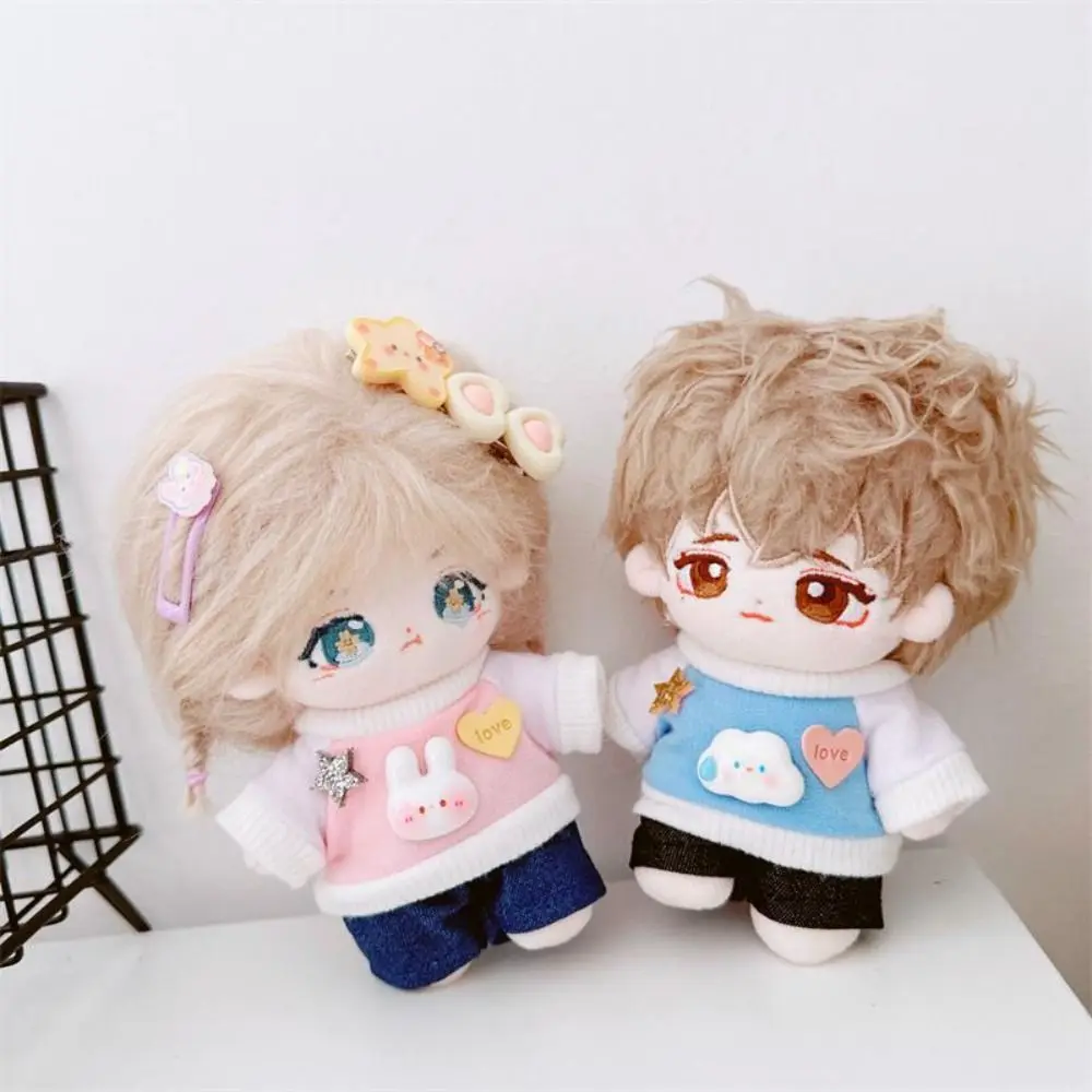 10CM Doll Clothes Cute Tops Cartoon Rabbit Star Sweatshirt Jeans Pants For Cotton Stuffed Dolls Toys Accessorie Idol Doll Outfit