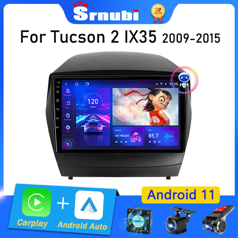 Srnubi Android 11 Car Radio for Hyundai Tucson 2 LM Ix35 2009 - 2015 Multimedia Player 2Din Carplay Stereo GPS MAP DVD Head Unit