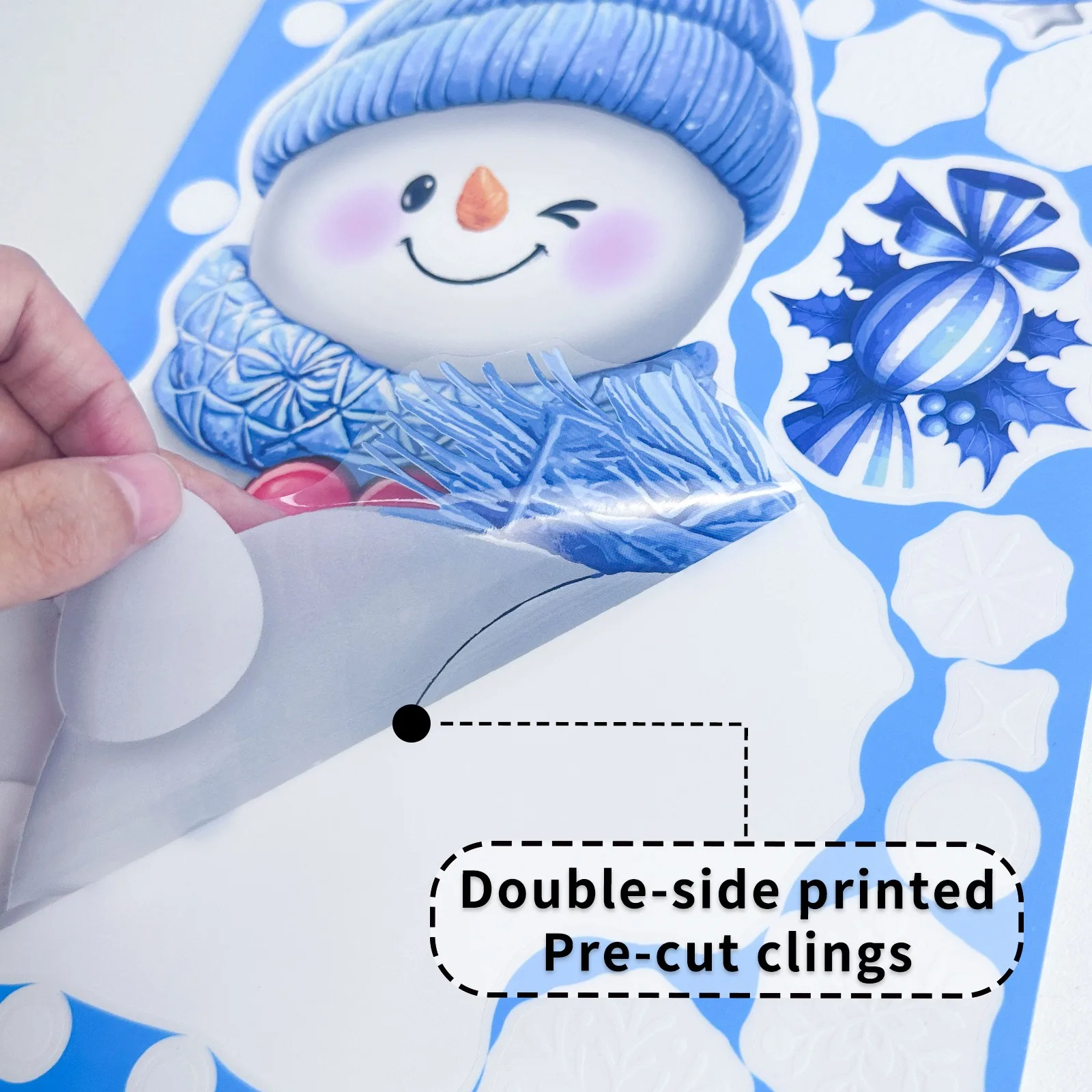

Cartoon Christmas Stickers Lovely Blue Snowman Window Stickers Snowflake Gift Bird Noel 2025 Merry Christmas Dec Happy New Year