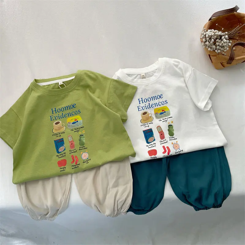 UNITIM Summer Kids Boys Tees Cotton Cartoon Infant Babys Boys T-shirts Loose Round Collar Toddler Boys Undershirt 1-8Y Boys Tops