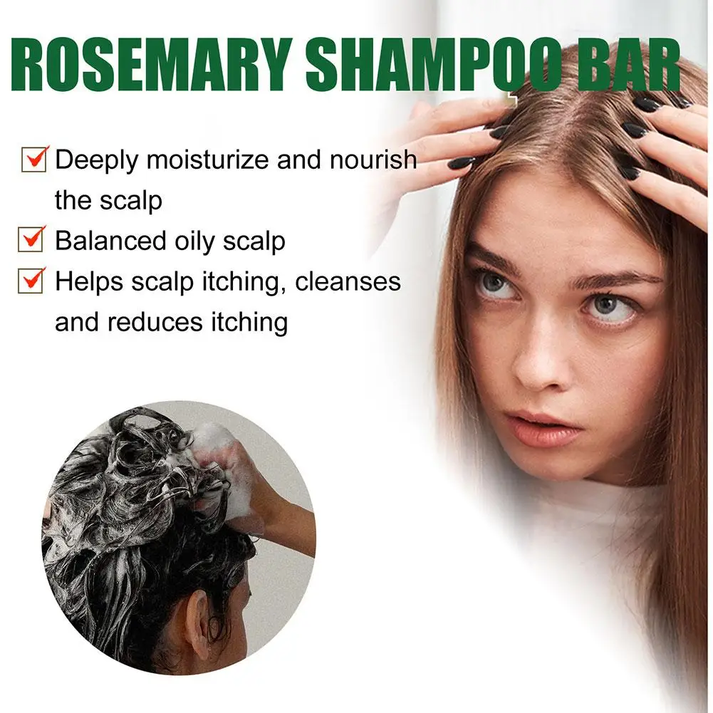 Rosemary Hair Regrowth Shampoo Bar Deep Cleansing Hair & Scalp Anti Hair Loss Shampoo Soap for Treated Dry Damaged Hair 60g