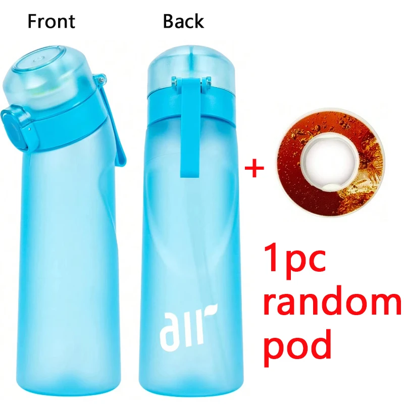 1pc Luft Wasser Flasche Mit 1pc Zufällige Runde Form Geschmack Pod Sport Stroh Kunststoff Tasse Auslaufsicher Outdoor reise Sport Flaschen
