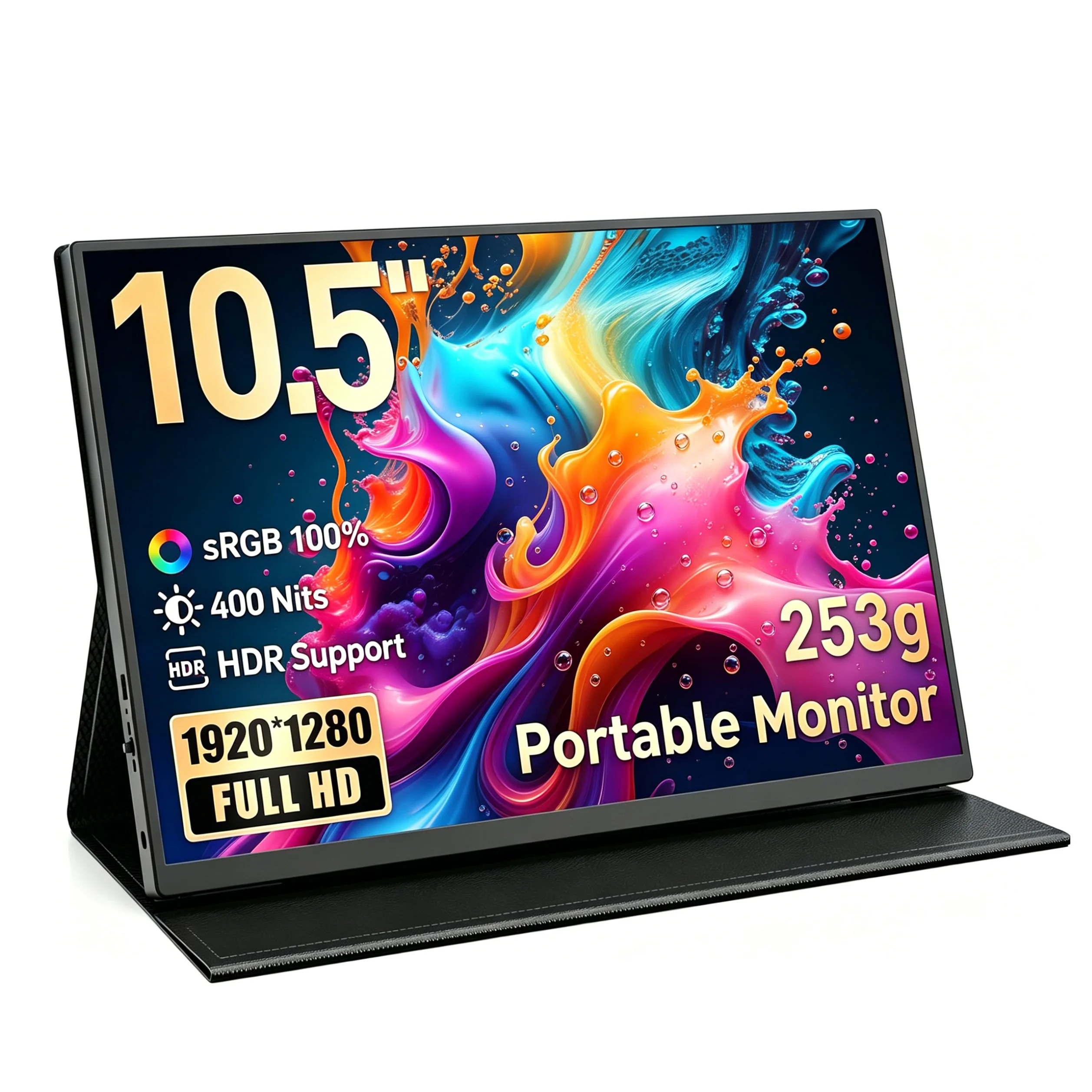AHXJKA 10.5 Inch Portable Monitor 1920*1280P FHD 100%sRGB 400Nits 1000:1 3:2 For Laptop Phone PS4/5 XBox TV PS PC Mac Switch