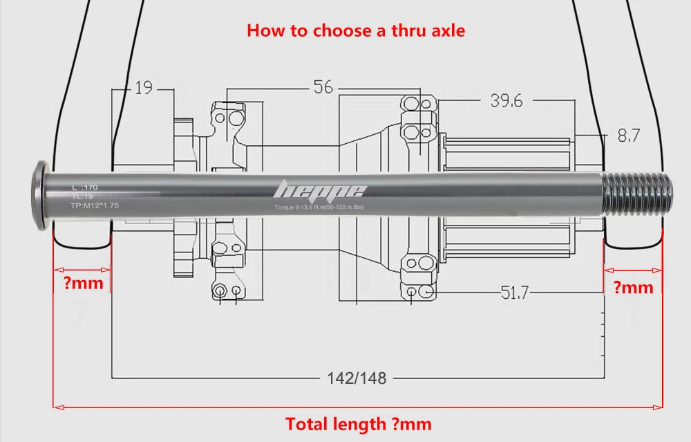 HEPPE MTB Rennrad Titan Steckachse Ultraleichte Fahrradachse 12x142 12x148 Hinterradnabe Steckachse Fahrradgabel 12x100 12x110 Welle – Detail 16