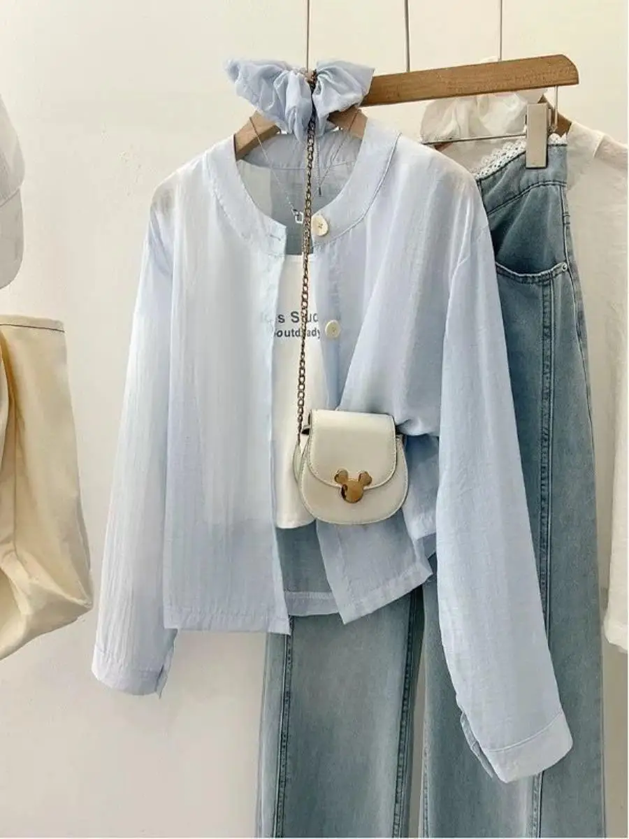 boivcn-conjunto-de-duas-pecas-casual-de-verao-com-protecao-solar-manga-longa-solta-gola-redonda-e-botao-Unico-nova-chegada