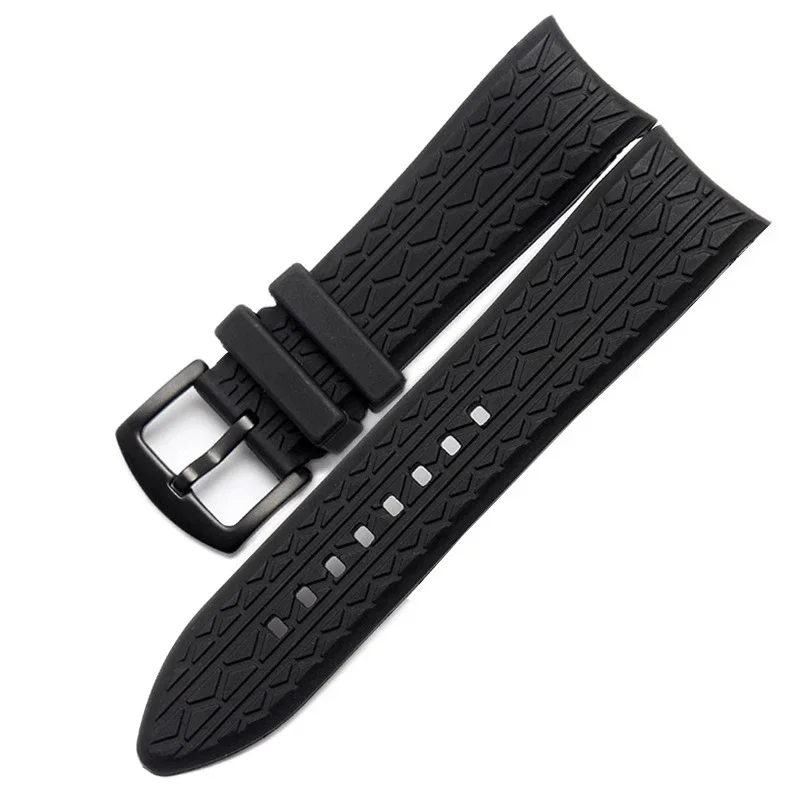 High quality 24mm black silicone straps for Porsche design p6612 watch strap watchband belt Wristband Replacement Watch Bracelet