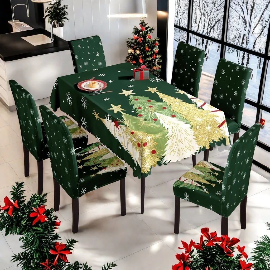 

Рождественский декоративный набор столов и стульев, моющиеся защитные чехлы для домашнего декора для гостиной, отелей, ресторанов