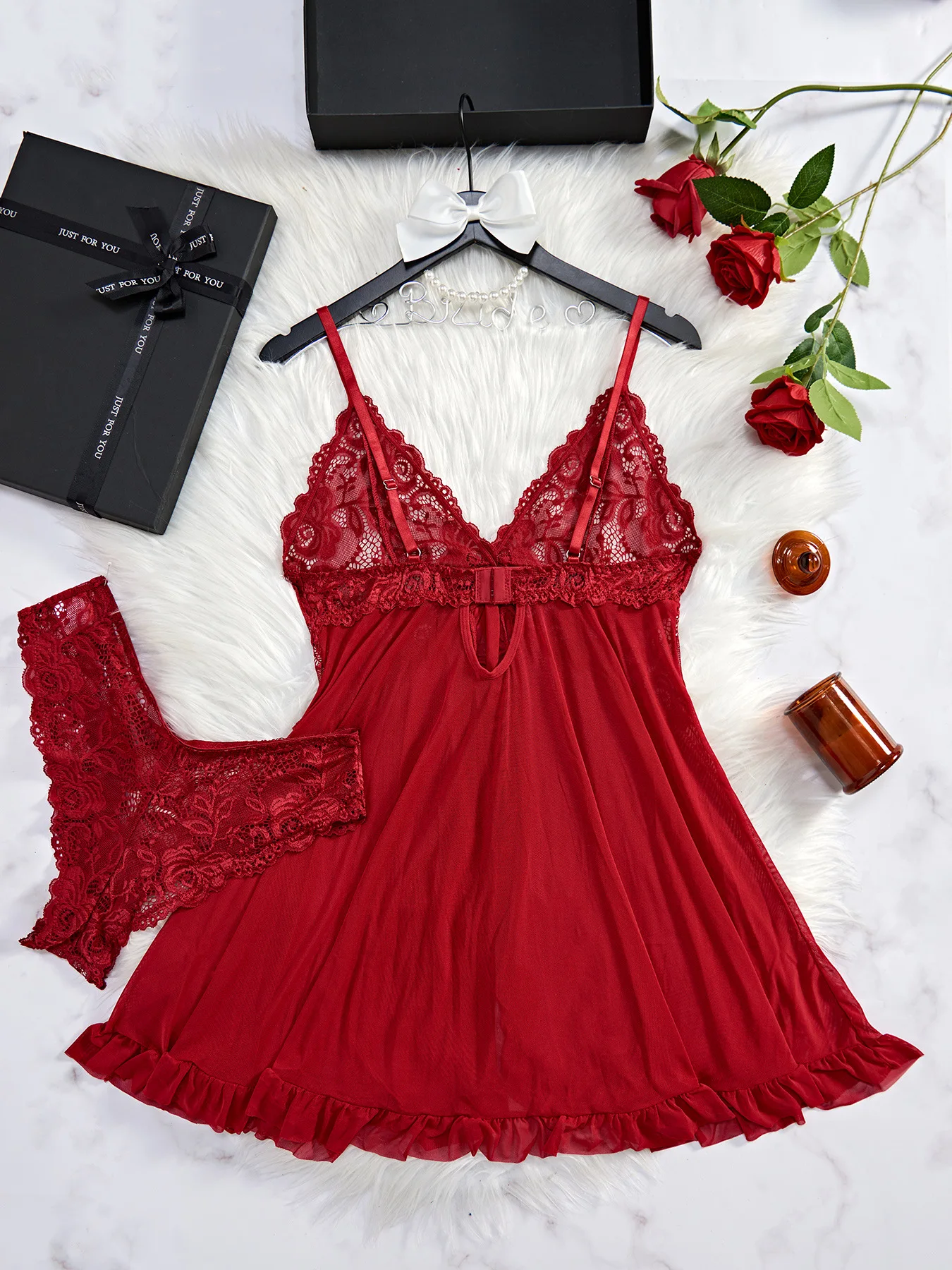 New Women's Sexy Bow Lace-Up Sleepwearl Dress Set Fashion Uniform - Trendy Comfortable Dress Ensemble For Adults Sexy Bra Set