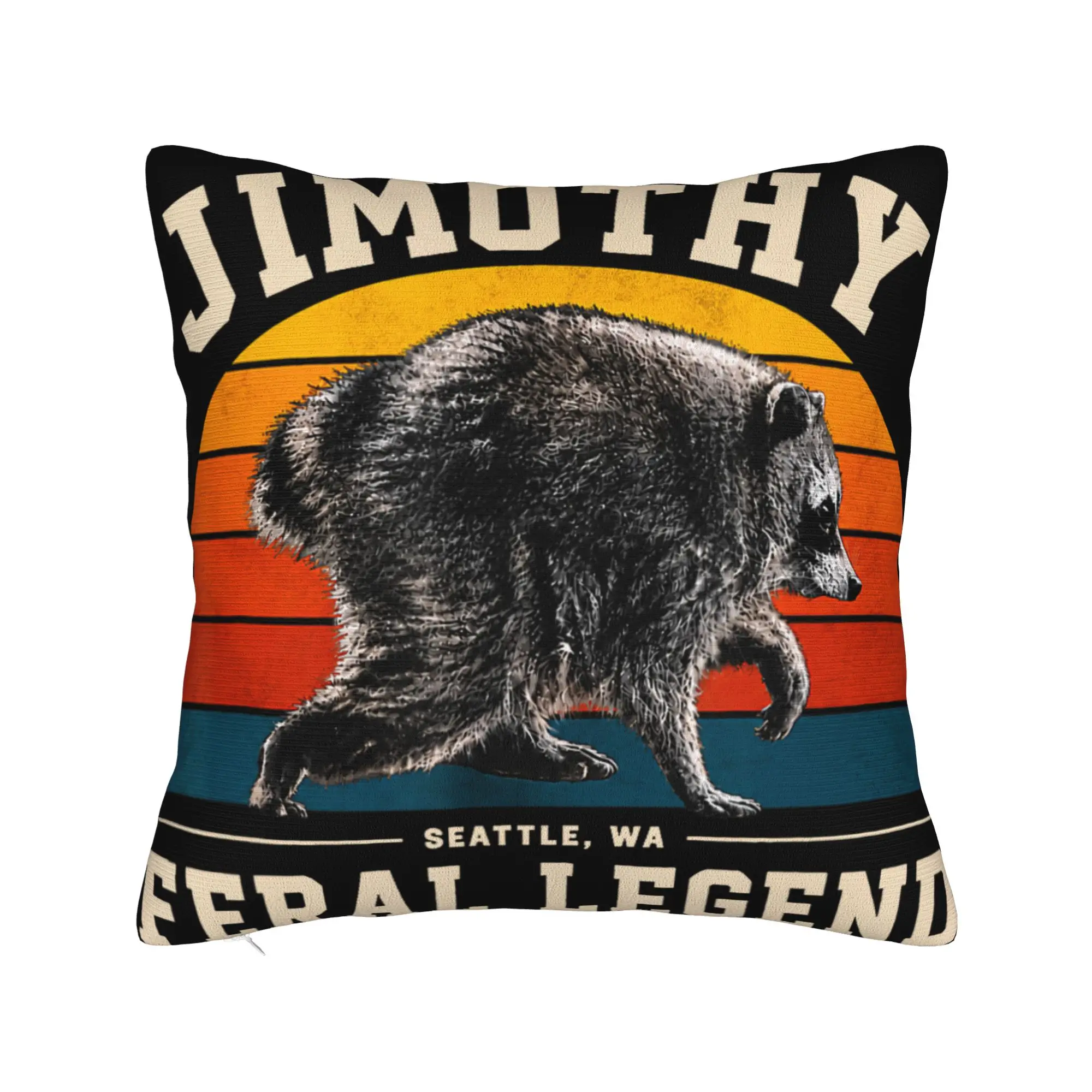 Jimothy Raccoon Seattle Feral Legend Meme Pillow Cover  Retro Trendy Pillow Case For Couch Sofa Bedroom Soft Cushion Cover Gift
