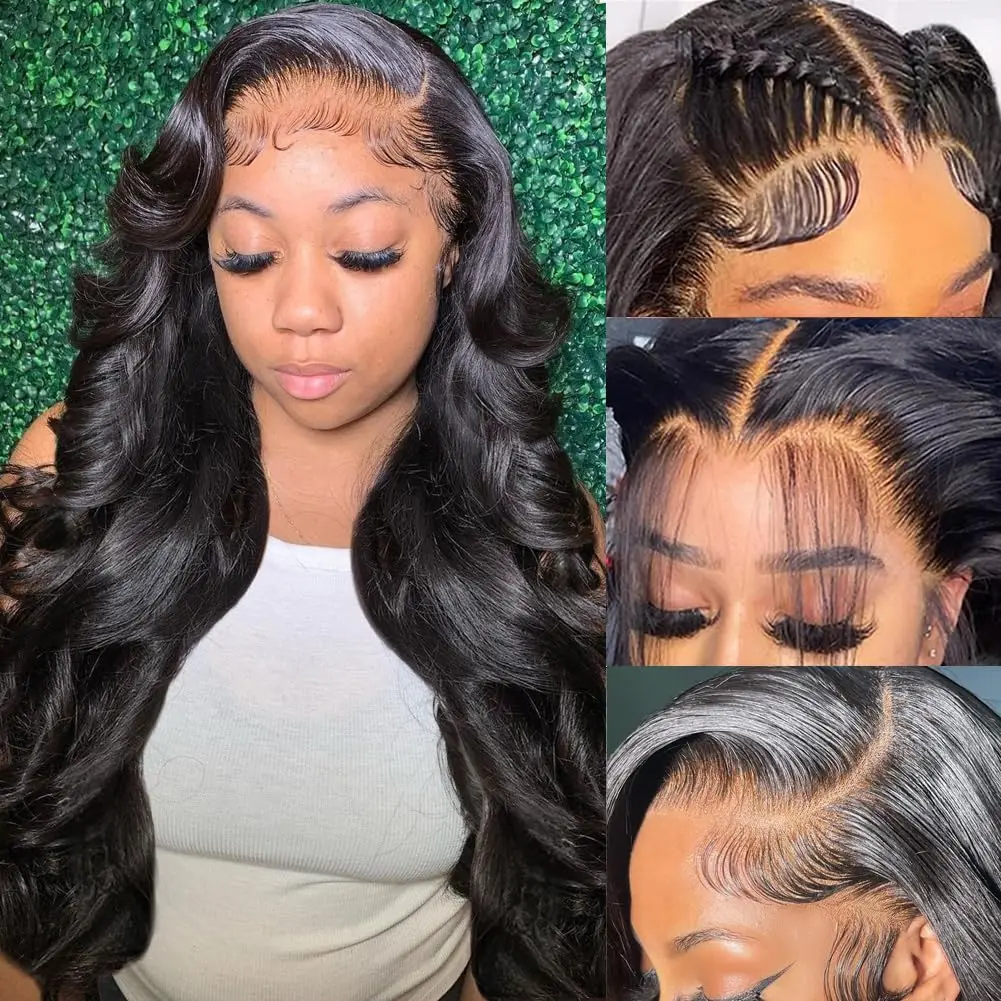 

28 Inch Body Wave Lace Front Wigs Human Hair 13X6 HD Lace Frontal Wigs Human Hair 180% Density Glueless Wigs Human Hair Pre Plucked for Women Brazilian Virgin Body Wave Wig Natural Color