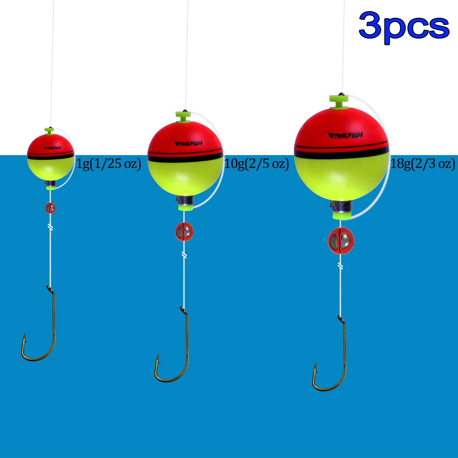 

3pcs Snap-On Ball Fishing Bobber Floats Kit EVA Foam Corks Rock Fishing Float For Crappie Panfish Catfish 1g 10g 18g Floatage