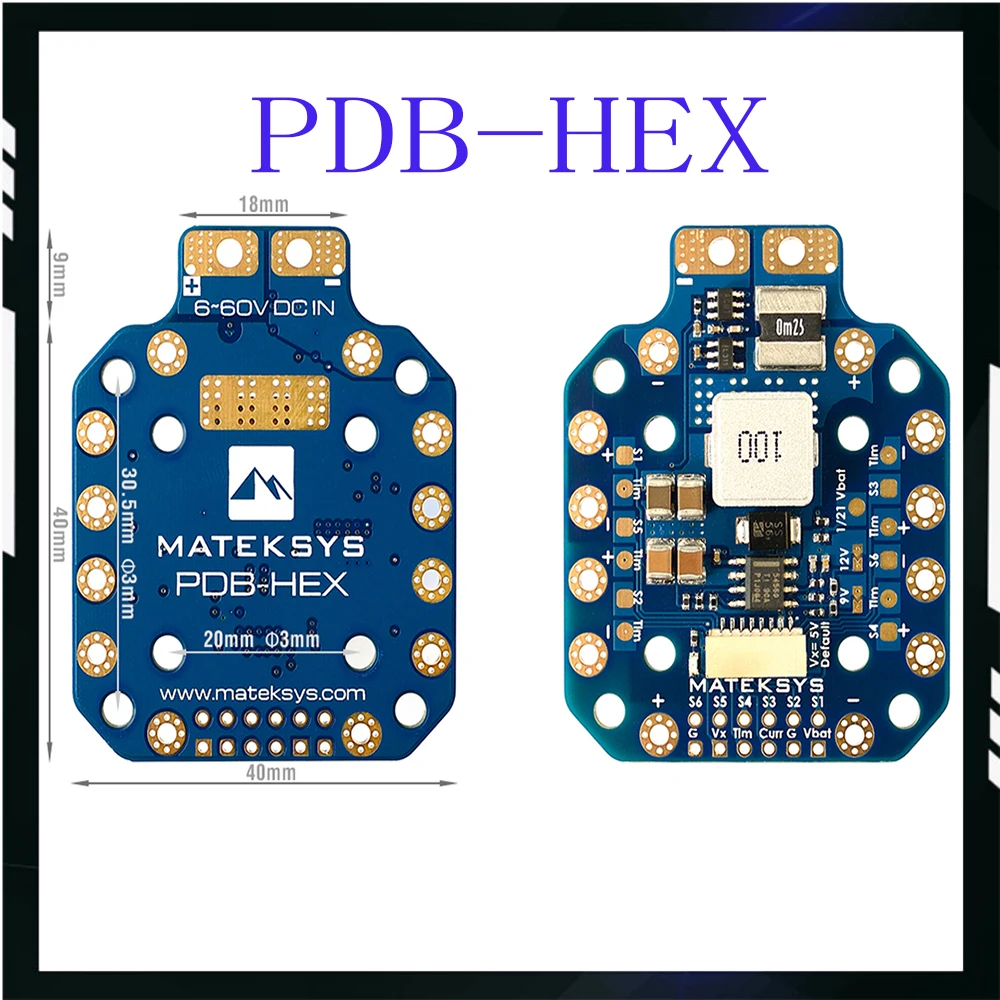 MATEK PDB-HEX 2-12S 5A 5V/9V/12V BEC Power Distribution Board PDB เอาต์พุตความแม่นยําสูง Current Sense สําหรับ FPV Racing Drone