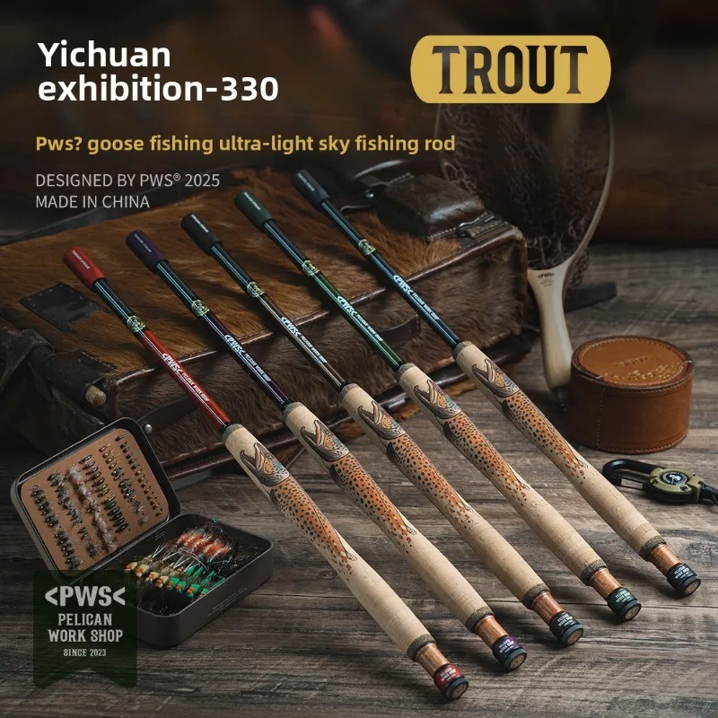 

PWS Pelican Fishing Yichuan Exhibition 3.3m Ultra-light 40T Carbon Fiber Convenient Stream Short Section Fly Fishing Rod