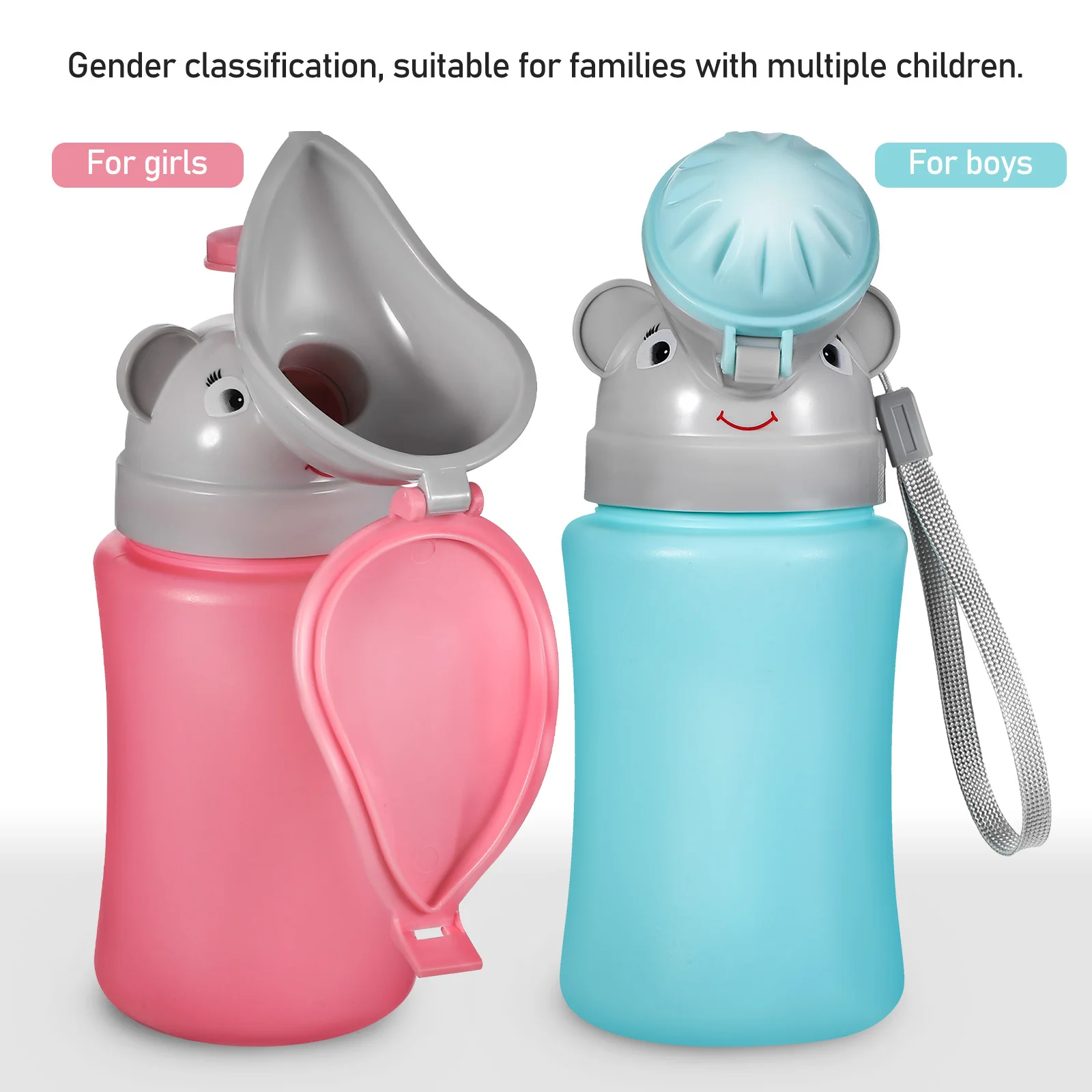 قطعتان من مبولة الأطفال الصغار المحمولة للأولاد والبنات، نونية السفر للأطفال، مرحاض الطوارئ للتخييم في السيارة في الهواء الطلق، زجاجة تدريب التبول #6