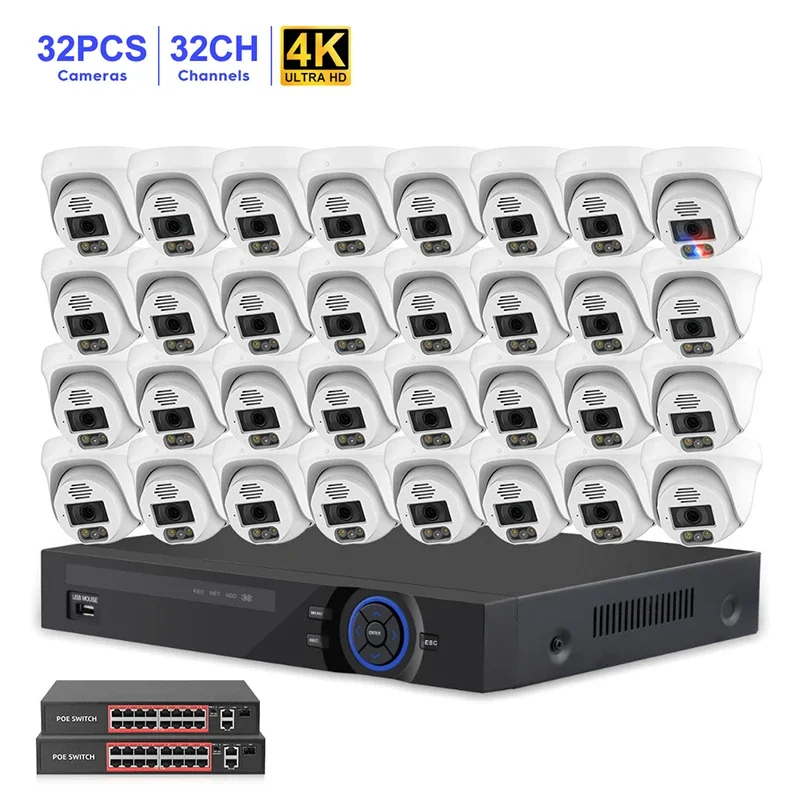 4K Hd Security Camera System 32 Channel Human Motion Tracking Cctv Dome 8Mp Camera Security System