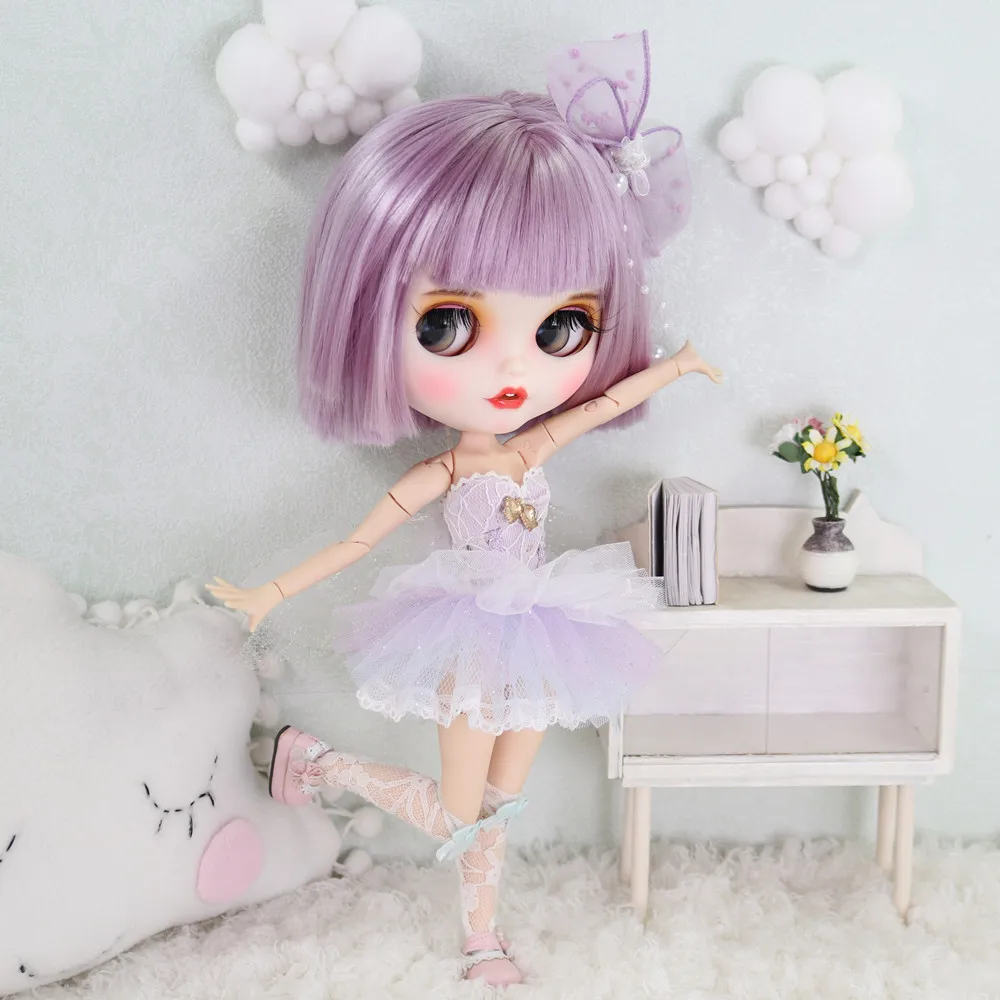 

ICY DBS Blyth Doll Purple Short Hair Fair Skin Matte Face Pouting Lips 30cm BJD Doll Girl Festival Gift Birthday Gift
