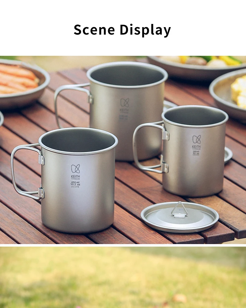 KEITH Titan-Becher mit Klappgriff, Einwandige Ultraleichte Camping-Tasse für Outdoor-Rucksacktouren, Wandern & Herdplattengeeignet – Detail 8