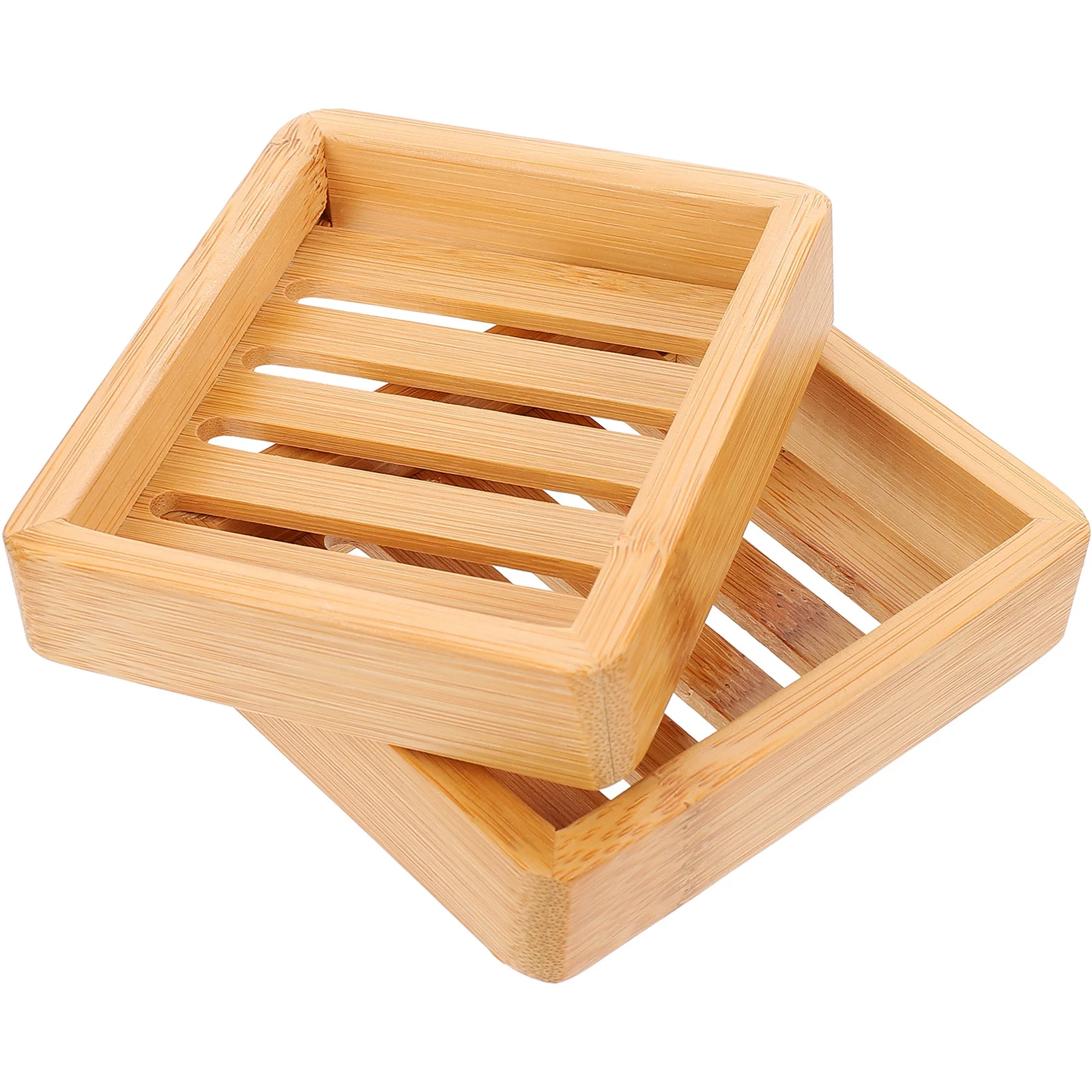 

2 pcs Wooden Box Self-Draining Slotted Drainage Rack For Bathroom Kitchen Shower Sink Soap Holder Soap Tray Bar Organizer