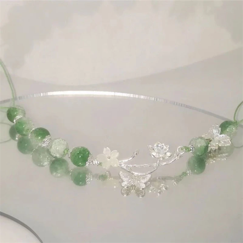 Chinesischen Stil Lotus Schmetterling Perlen Armbänder für Frauen Mode Grüne Perle Handgemachte Armbänder Exquisite Süße Schmuck Geschenke – Detail 2