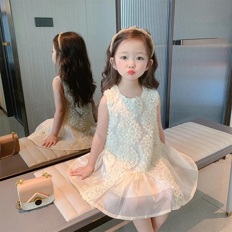 Girl Dress Kids Party Birthday Evening Gown Cotton 2024 Dazzling Spring Summer Sport Teenagers Outwear Flower Girl Dress Childre