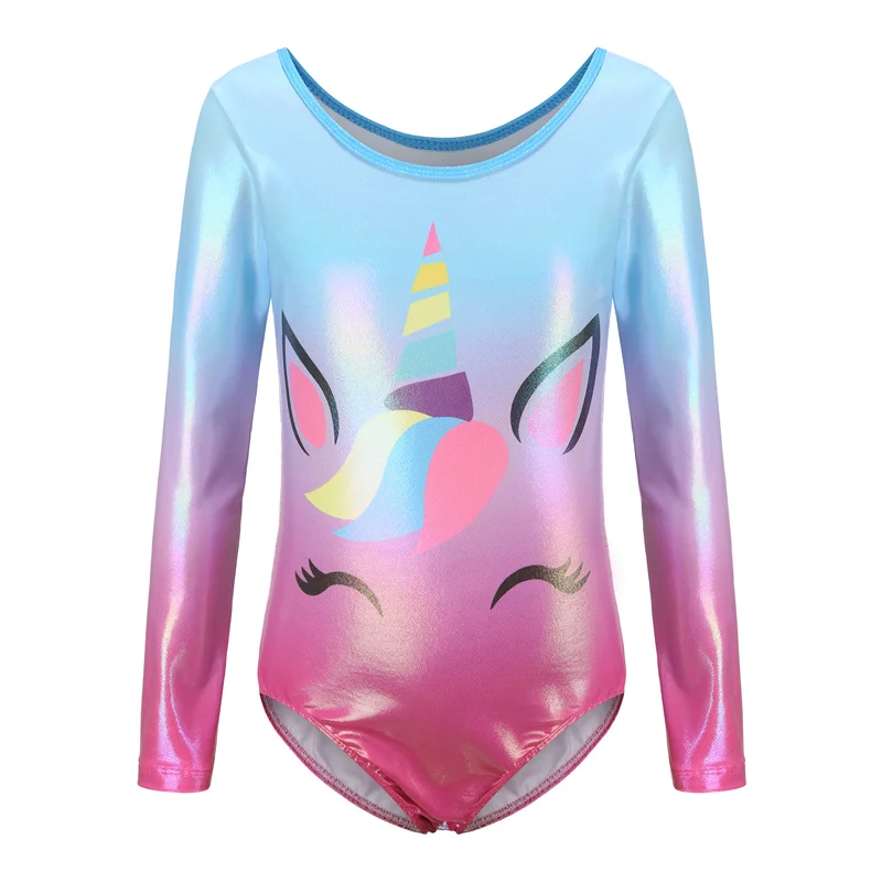 Hot Sale Wholesale Cheap Cute Carton Sublimation Printing Children Girls Long Sleeve Gymnastics Leotards