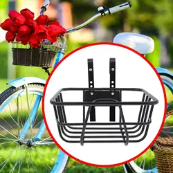 Bike Front Handlebar Basket with Hooks Generic Accessory Detachable for Mountain Bike Storage Basket 9.8x9.8x4.7inch