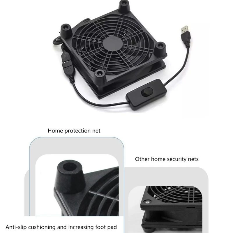 Ventola raffreddamento alimentato USB da 120 mm per router rack video mobile