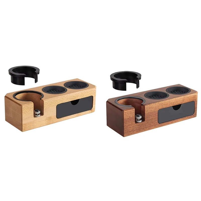 

Espresso Tamping Station With Wooden Holder, Fits 51Mm-58Mm Portafilters, Includes 3 Holes For Tampers And Levelers