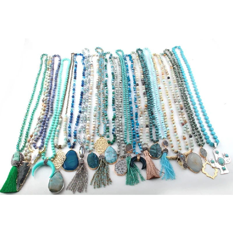 Wholesale Fashion 20pc Mix Color Blue Green Necklace Handmade Women Jewelry