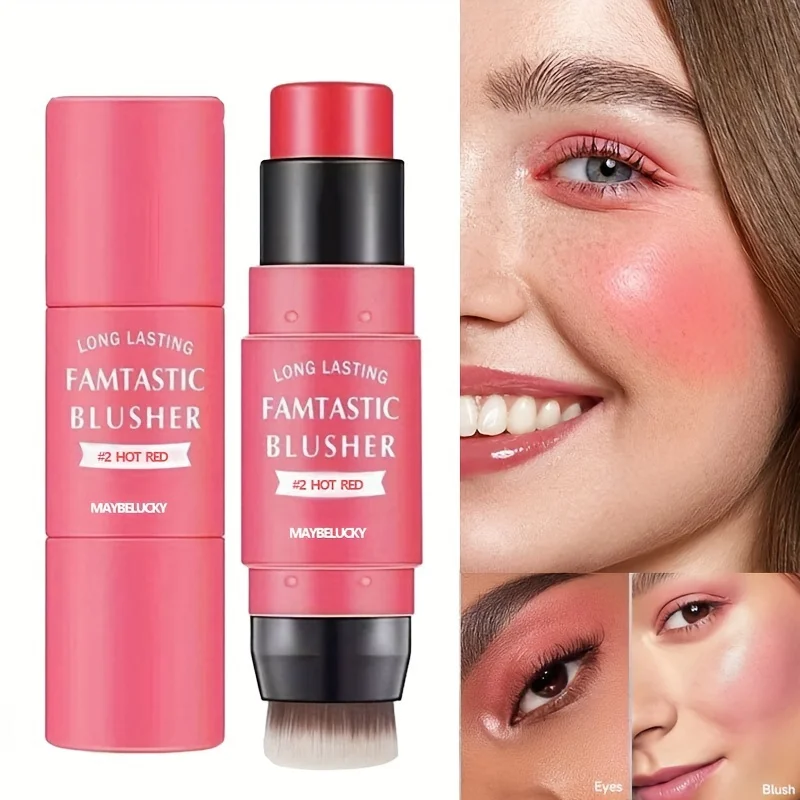 Bâton de fard à joues en éponge, velours 256, rouge facial à usage touristique pour améliorer les documents et éclaircir le fard à joues facial, cosmétiques de maquillage