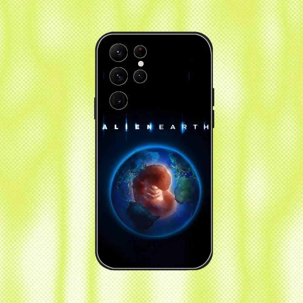 Casing Ponsel Alien Earth 2025 untuk Samsung S 25,24,23,22,30,21,10,9,Ultra,Plus,Lite,FE,4,5G Casing Lembut Hitam